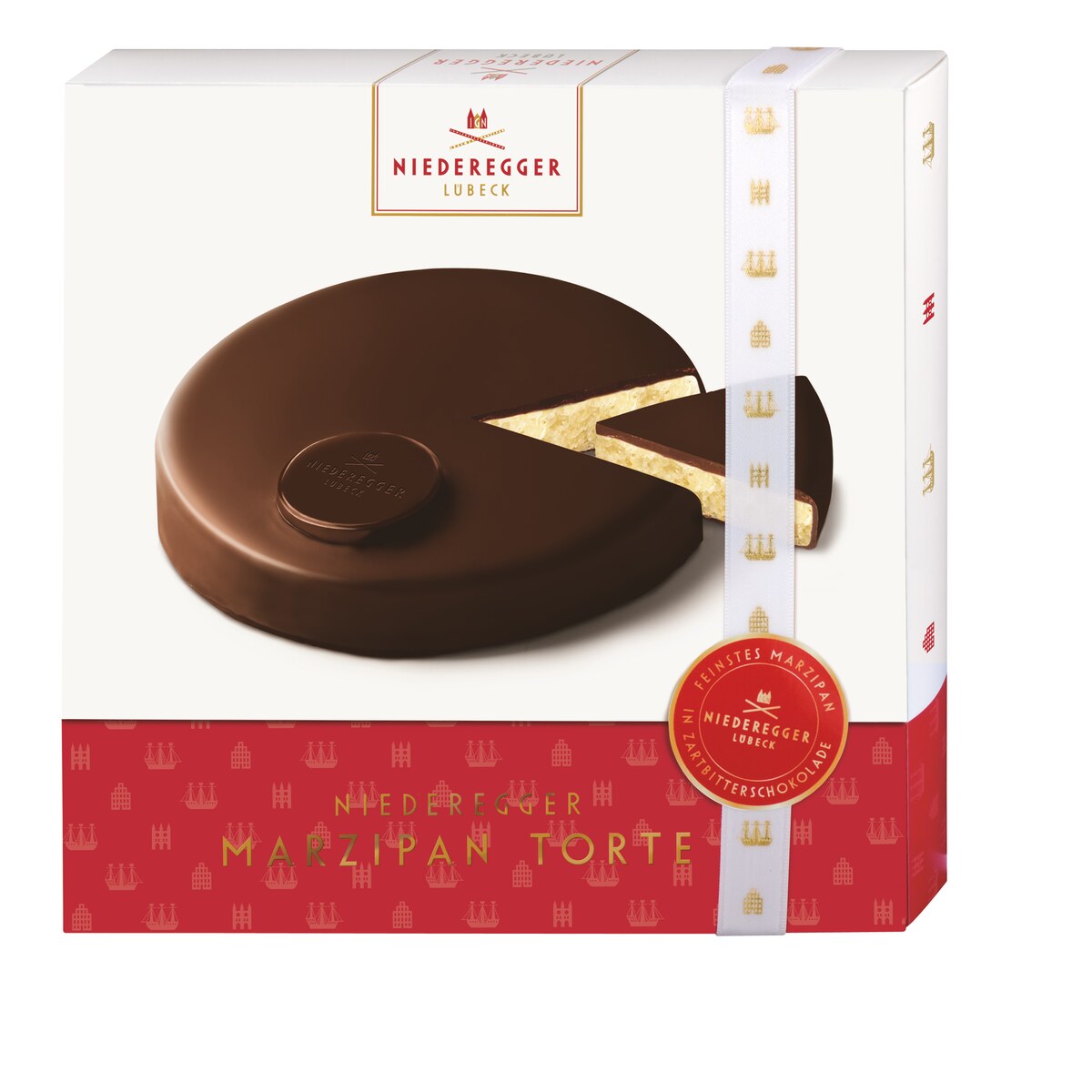 Marzipan Torte mit Mandeln (44 %) und Zartbitter-Schokolade, 390 g Gesamtgewicht