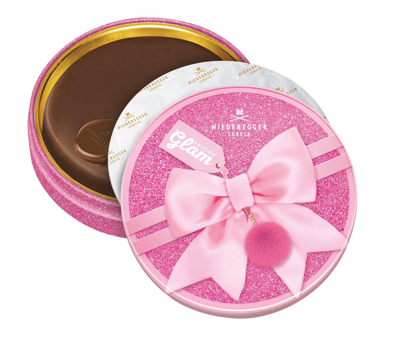 Marzipan Torte in Dose Glamour, 185 g, runde Metall-Dose mit Marzipan und Zartbitter-Schokolade