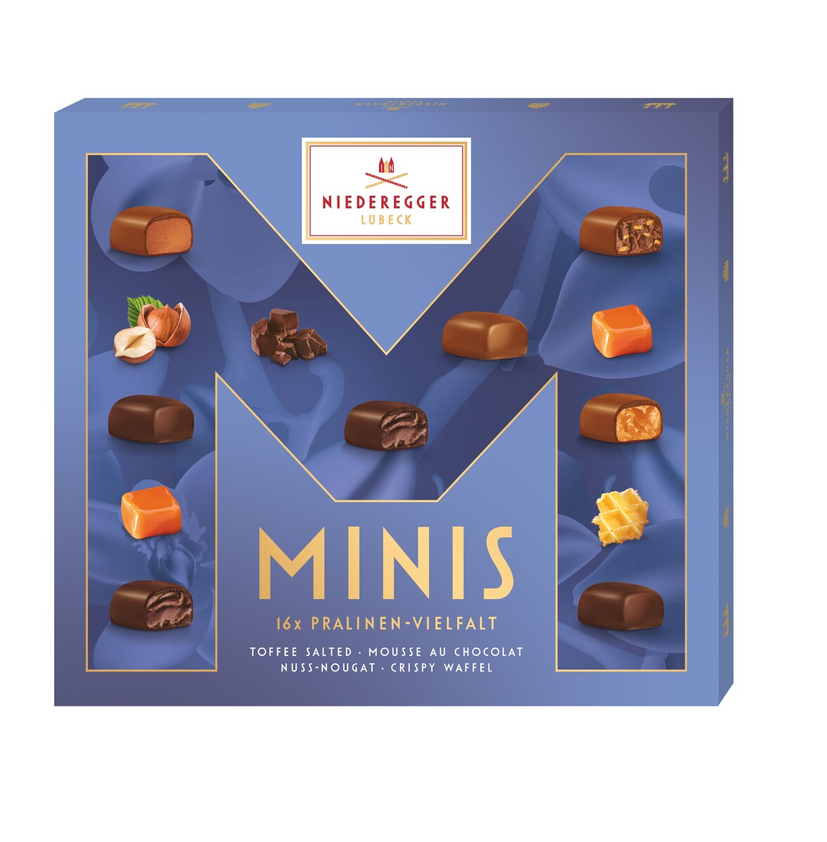 Pralinen Minis Vielfalt, assortierte Mini-Pralinen aus Vollmilch-Schokolade, Zartbitter- und weiße Schokolade, 120 g