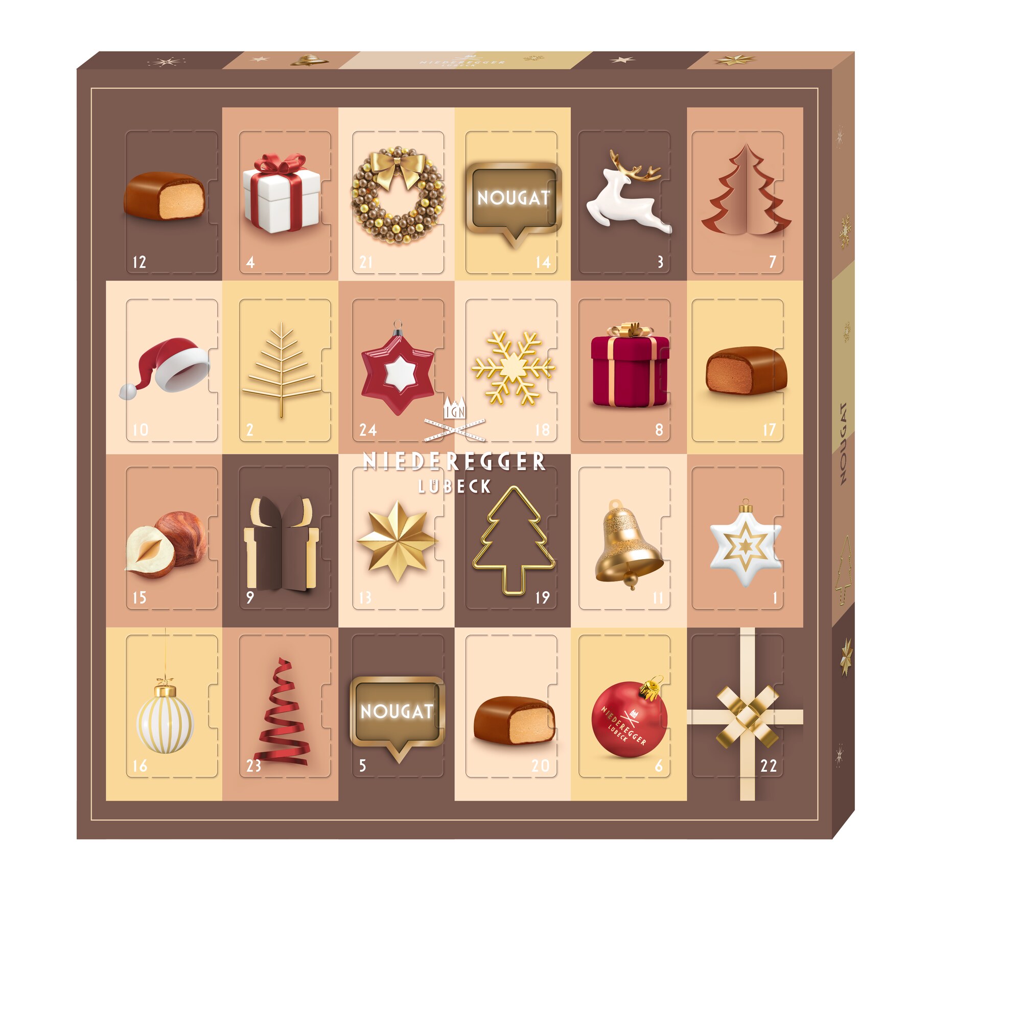 Niederegger Adv.-kal. Mini Nougat 180G, Packshot Vorderansicht