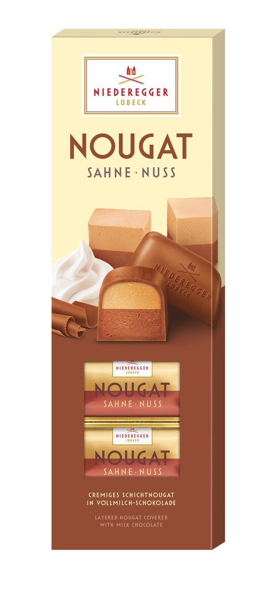 Schichtnougat-Nougat-Tafel aus Vollmilchschokolade, Schichtnougat-Variante, 100 g