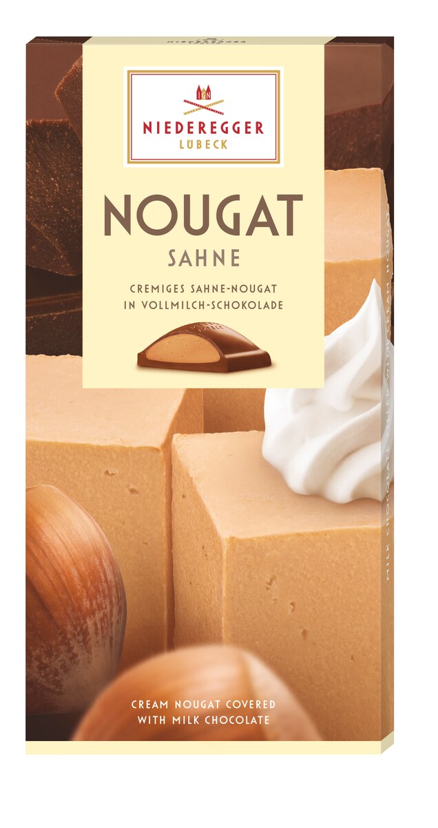 Nougat-Tafel Sahne aus Vollmilchschokolade mit Sahne-Nougat-Füllung, sichtbar braun, 100 g