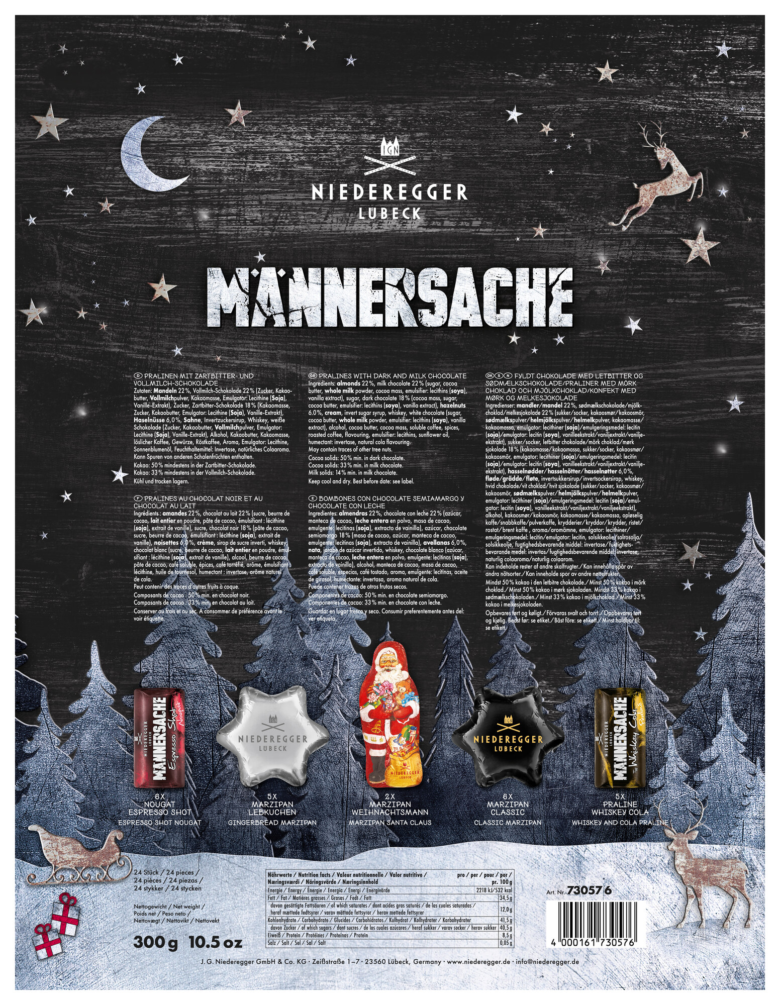 Niederegger Adv.kal. Männersache 300G, Packshot Rückansicht