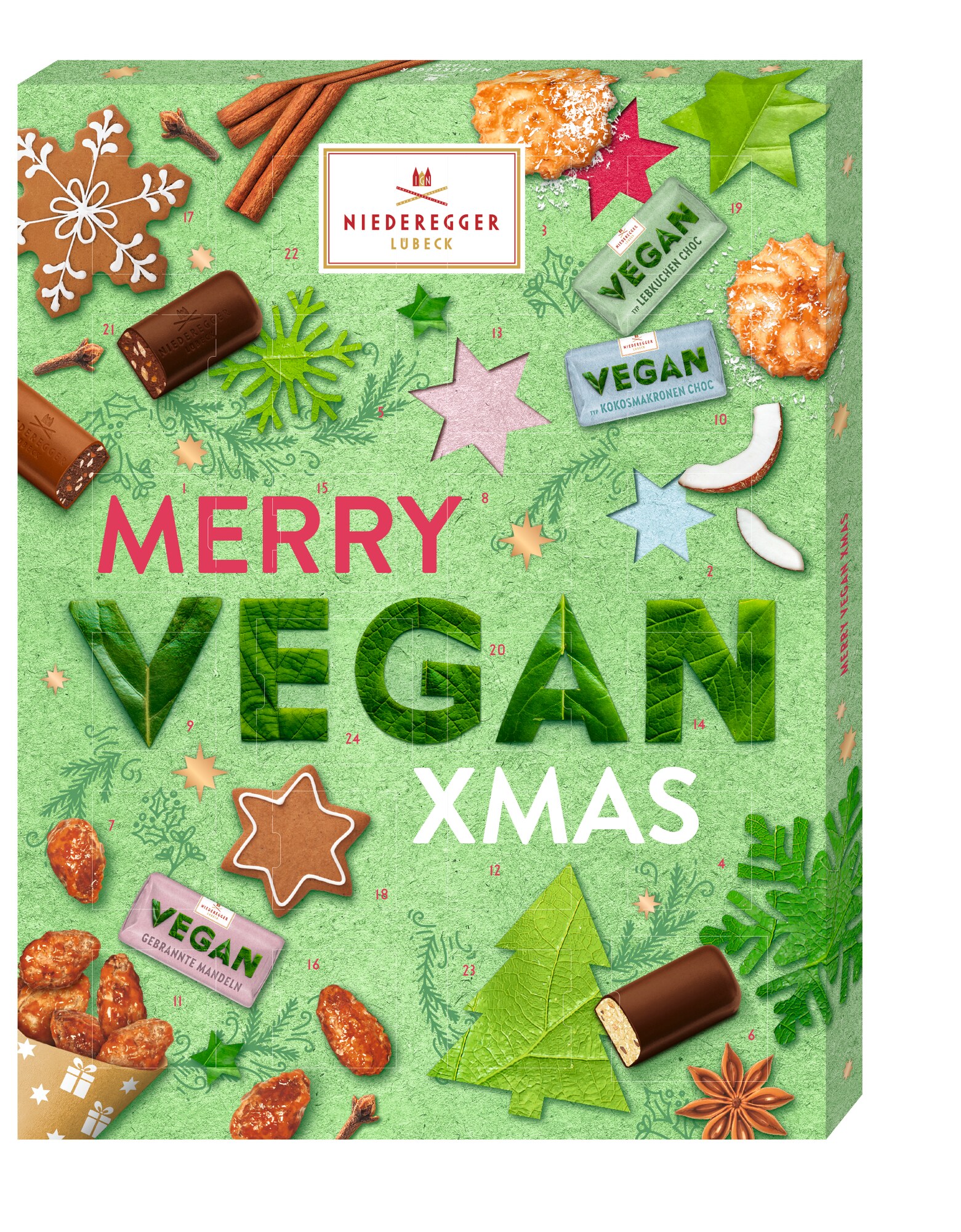 Niederegger Adv.kal. Vegan 300G, Packshot Vorderansicht