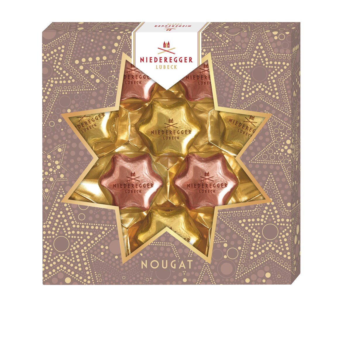 Nougat Sterne Sahne Nuss Duo in Schokolade mit Haselnüssen und Sahne, 125 g Packung