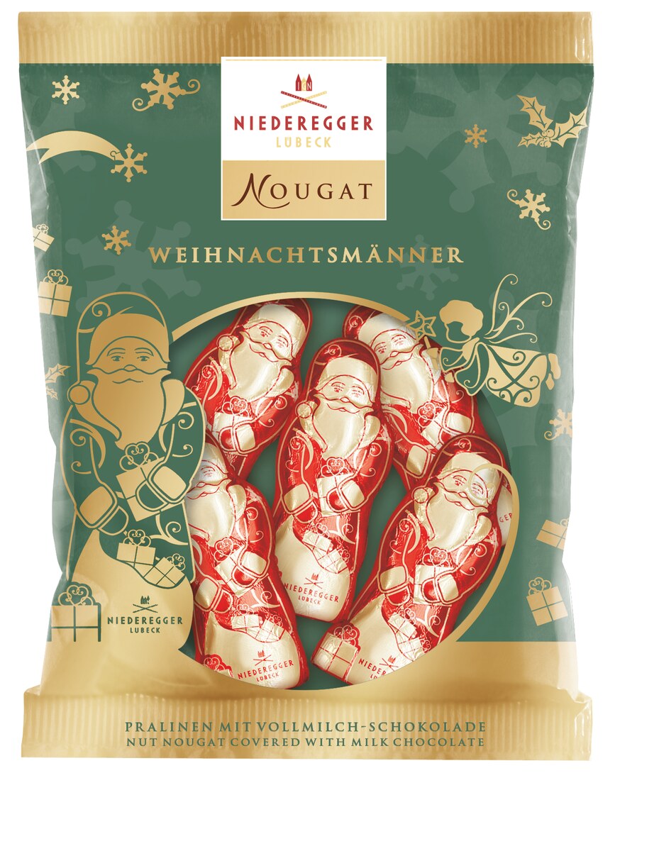 Nougat-Weihnachtsmänner im Beutel, Milchschokolade, 87 g Nettogewicht, festliche Schokoladenfiguren