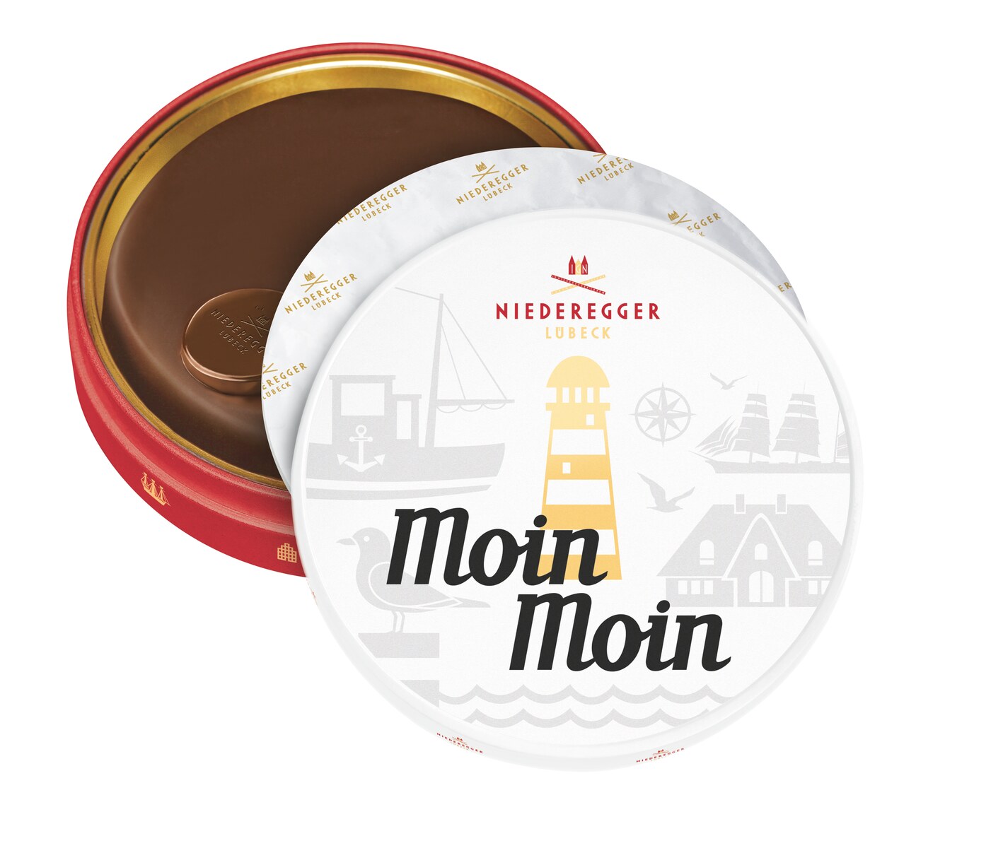 Marzipan Torte Moin Moin in Dose, 185 g, Hauptbild des verpackten Produkts, klare Produktdarstellung