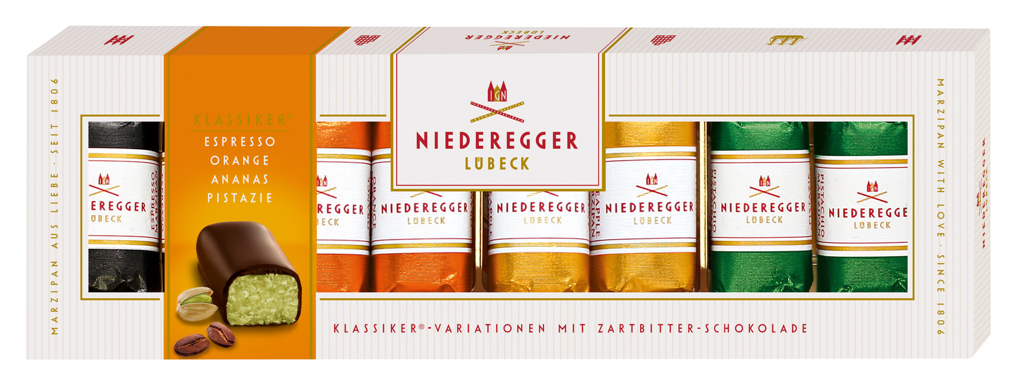 Niederegger Marz. Klass. 100G Variationen, Packshot Vorderansicht