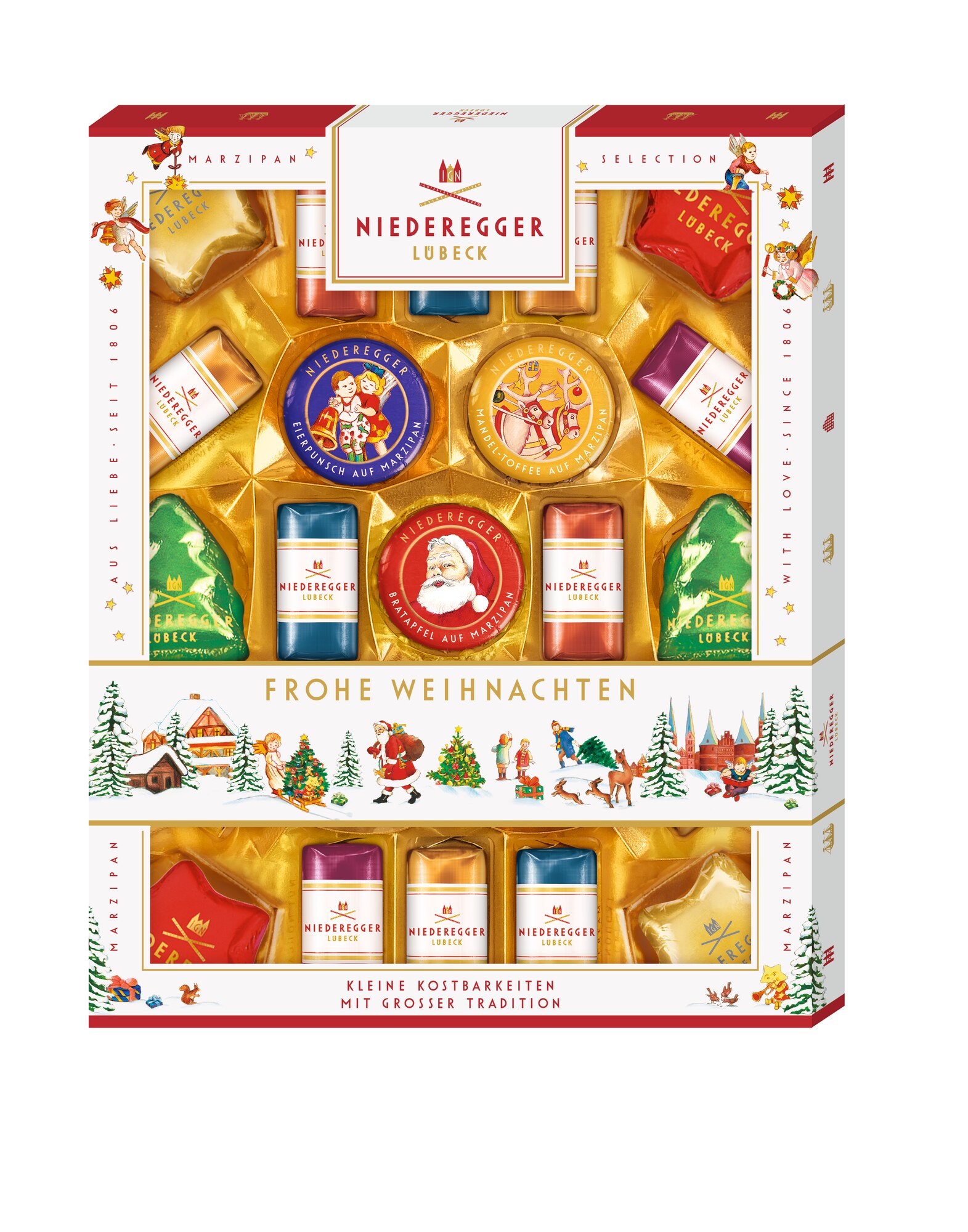 Niederegger Marzipanerie 295G Frohe W., Packshot Vorderansicht