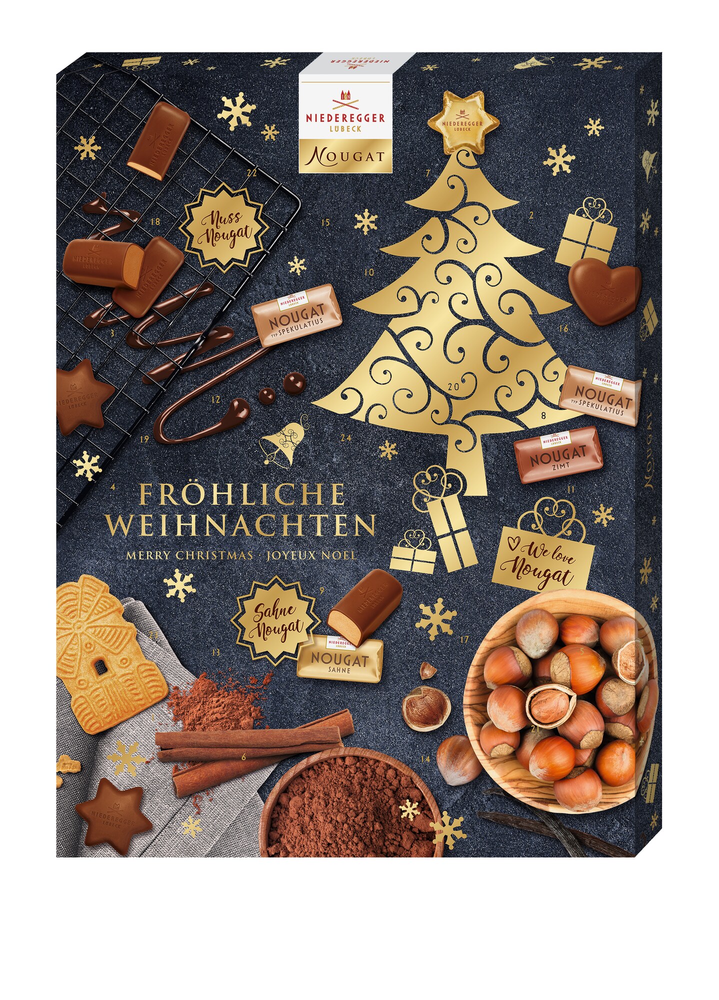 Niederegger Adv.kalender Nougat 500G Vm, Packshot Vorderansicht