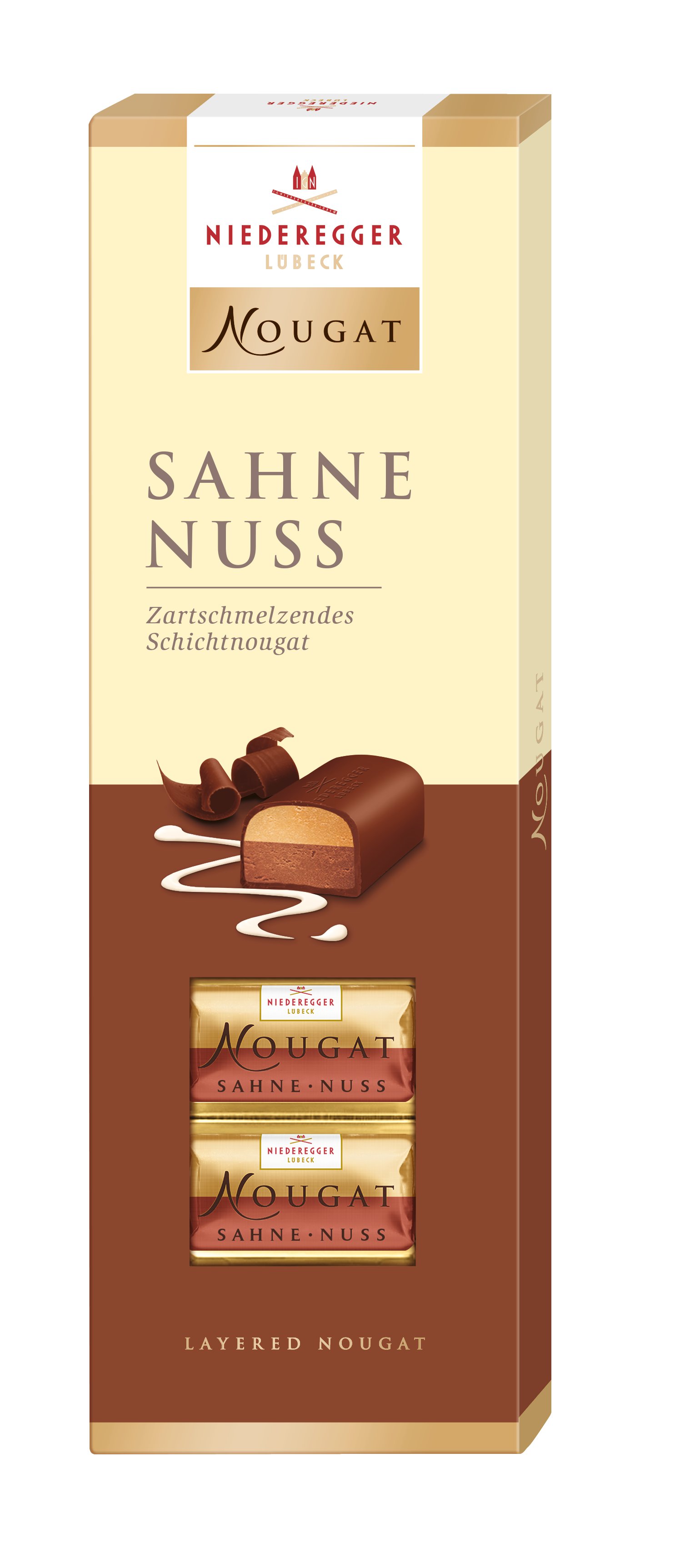 Nougat Klassiker Schichtnougat Sahne Nuss in Vollmilch-Schokolade100g ...